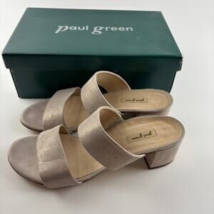 Paul Green Meg Sandal Cachemire Suede Slides Women Sz 9 Beige Low Heel w/ Box